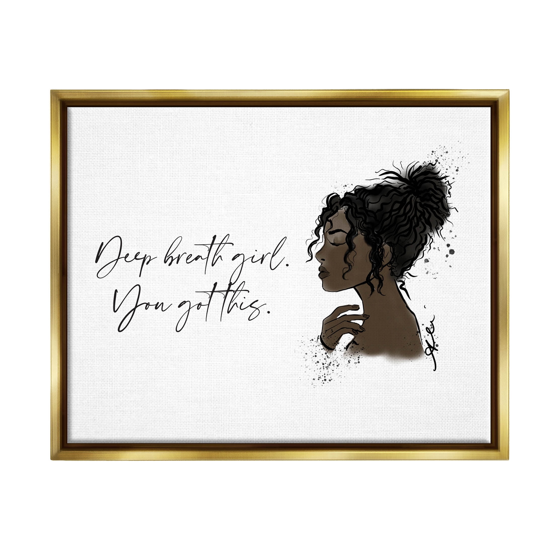 Stupell Industries You Got This Girl Portrait Graphic Art Metallic Gold Floating Framed Canvas Print Wall Art, Design by Alison Petrie