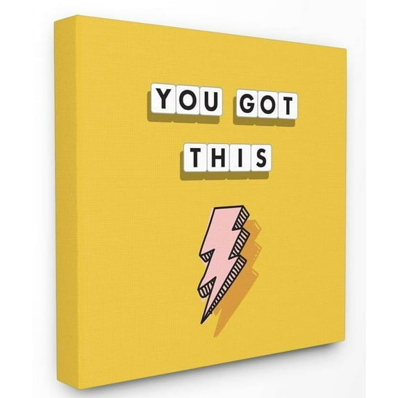 Stupell Industries You Got This Pink Lightning Bolt Yellow Word Design Canvas Wall Art by Dawn Vietro