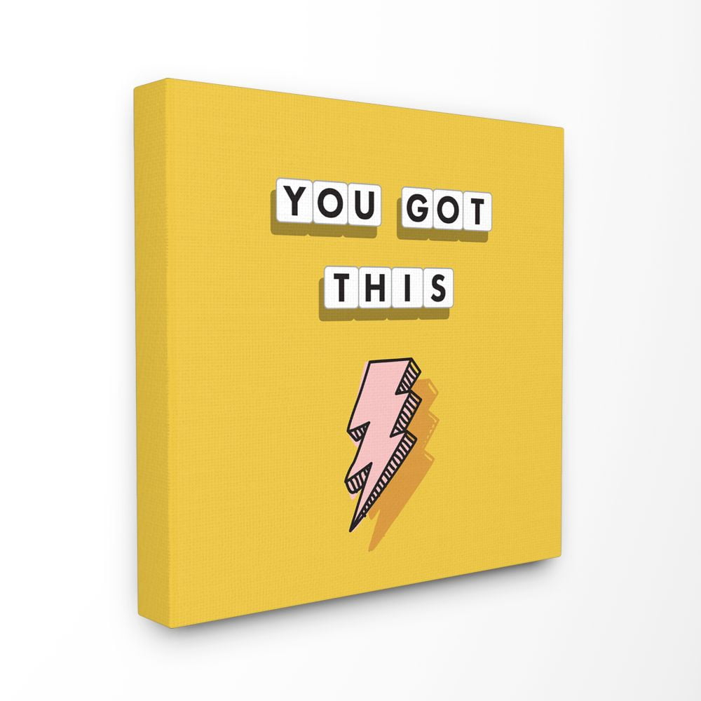 Stupell Industries You Got This Pink Lightning Bolt Yellow Word Design Canvas Wall Art by Dawn Vietro