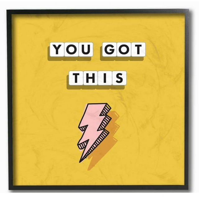 Stupell Industries You Got This Pink Lightning Bolt Yellow Word Design Framed Wall Art by Dawn Vietro