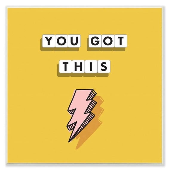 Stupell Industries You Got This Pink Lightning Bolt Yellow Word Design Wall Plaque by Dawn Vietro