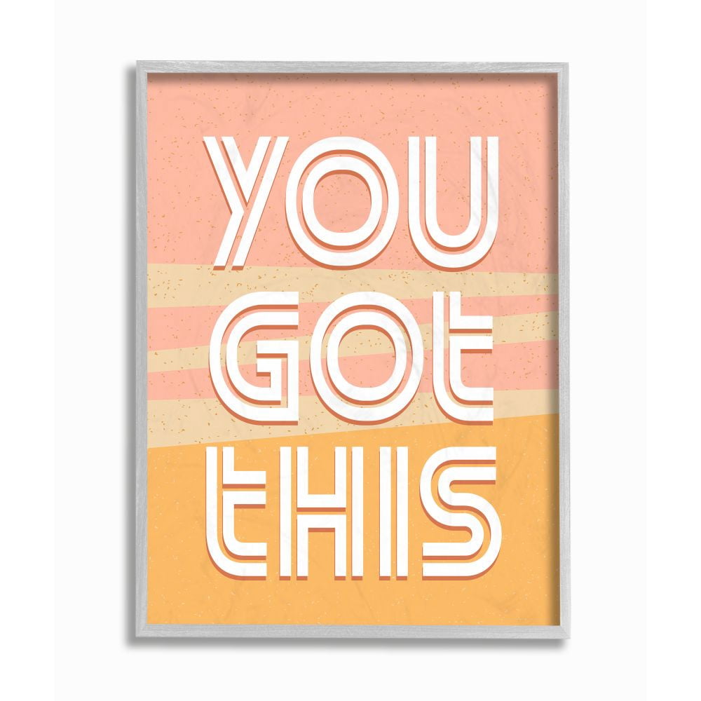 Stupell Industries You Got This Quote Motivational Confidence Phrase Framed Wall Art Design by Kim Allen, 16" x 20", Gray Framed