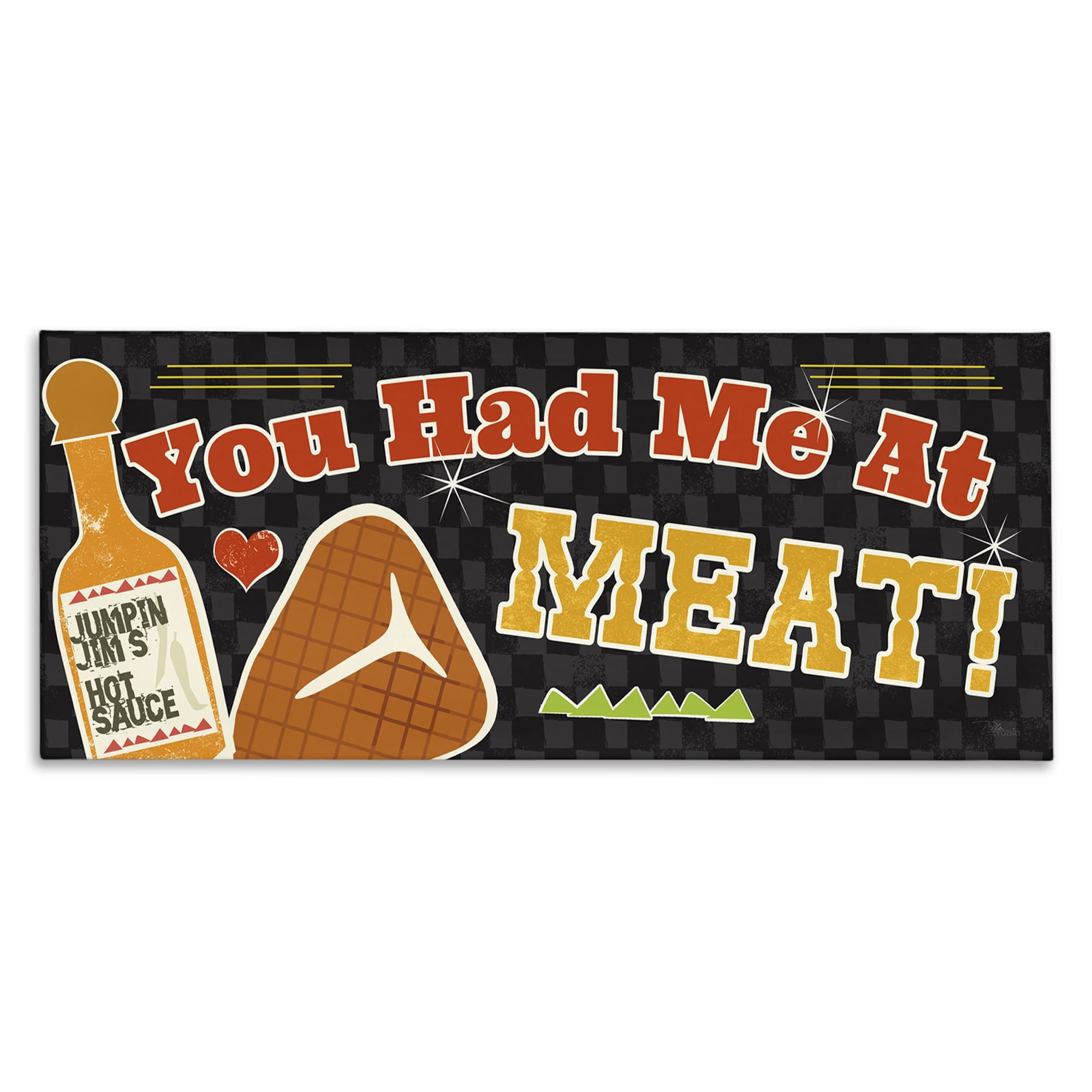 Stupell Industries You Had Me At Meat Food & Beverage Painting Wrapped Canvas Art Print Wall Art, 30 x 13