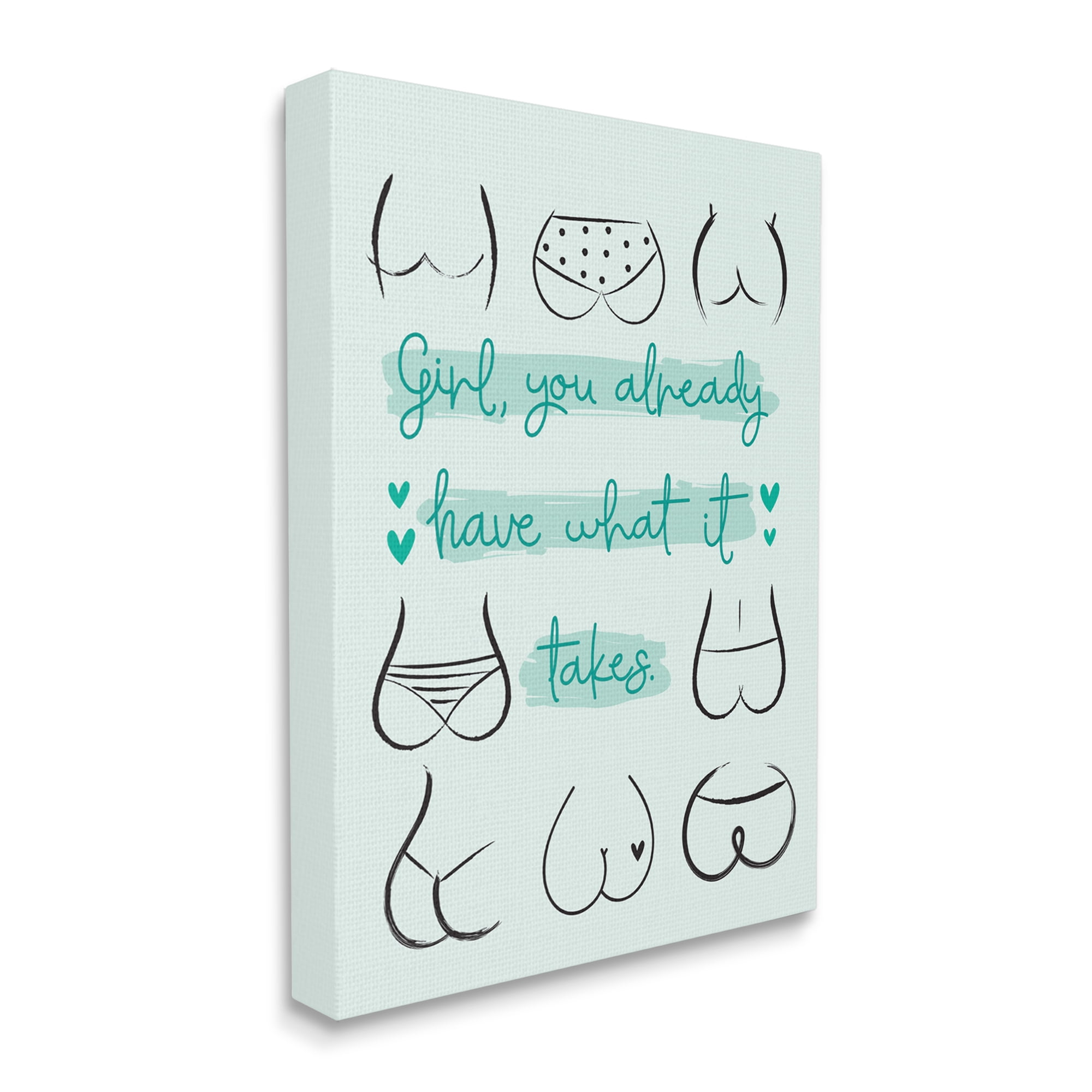 Stupell Industries You Have What It Takes Phrase Booty Positivity, 24 x 30, Designed by Ilis Aviles