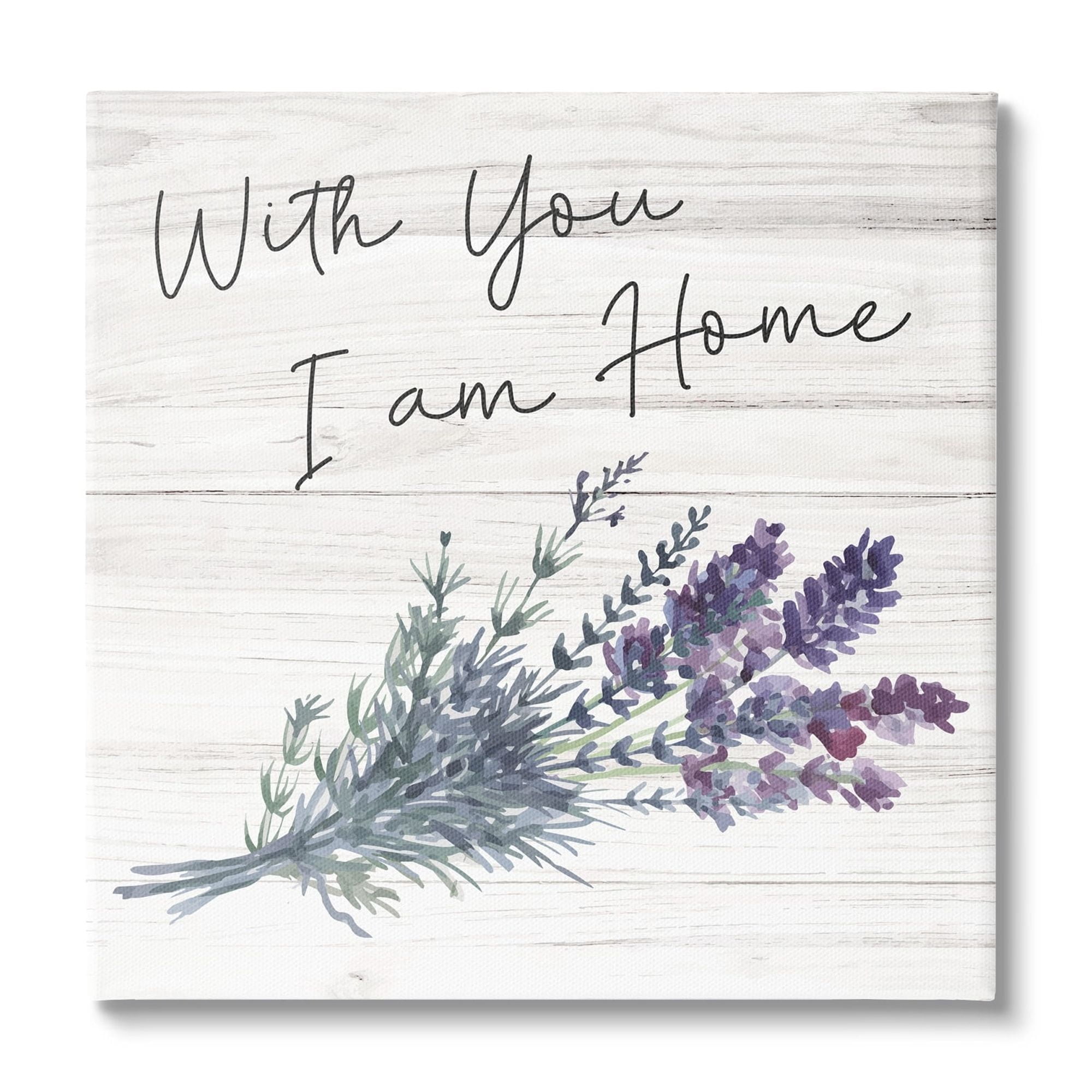 Stupell Industries With You I'm Home Inspirational Family Sign Blue Hyacinth Florals Graphic Art Gallery-Wrapped Canvas Print Wall Art, 30x30, by ND Art
