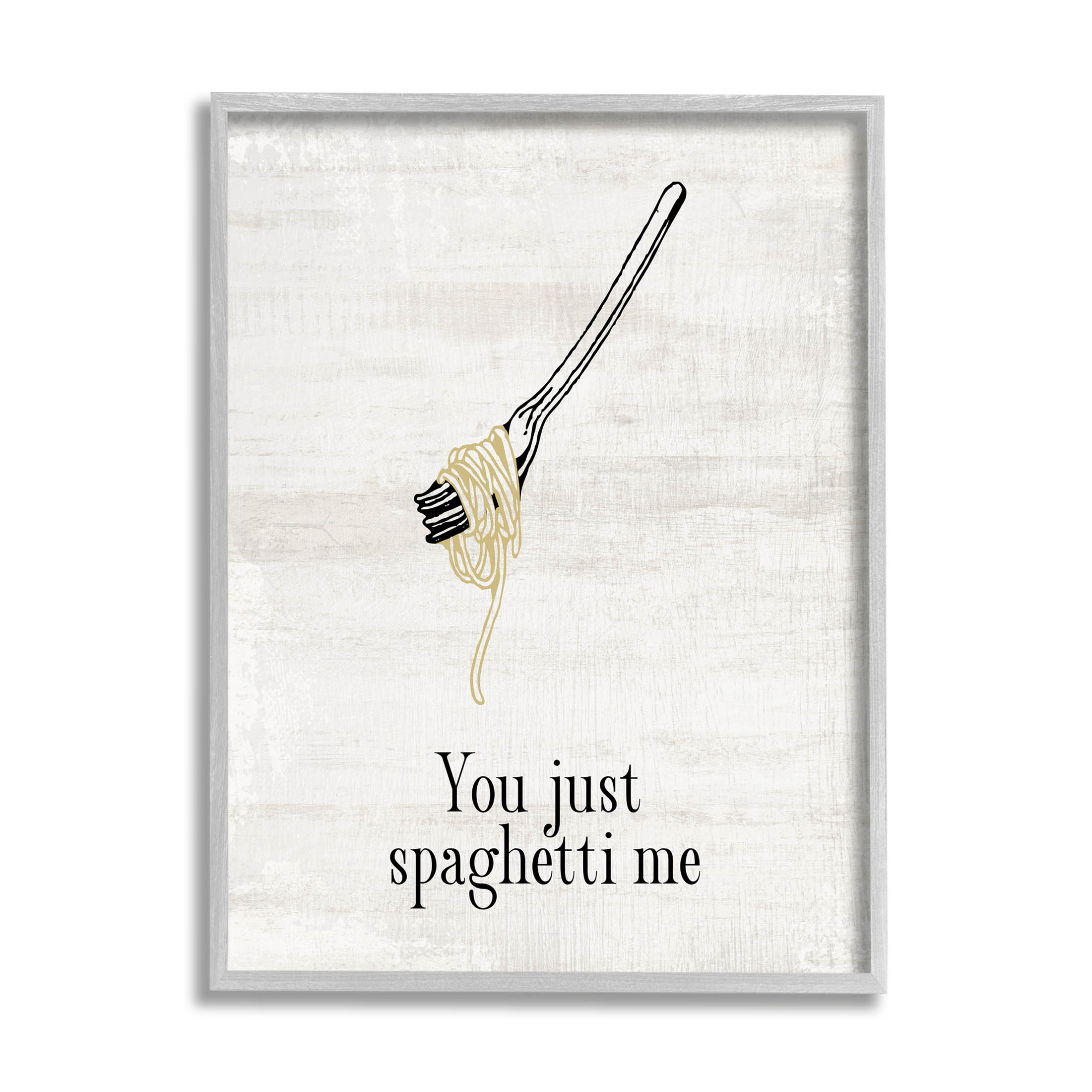 Stupell Industries You Just Spaghetti Me Phrase Graphic Art Gray Framed Art Print Wall Art, Design by Lil' Rue