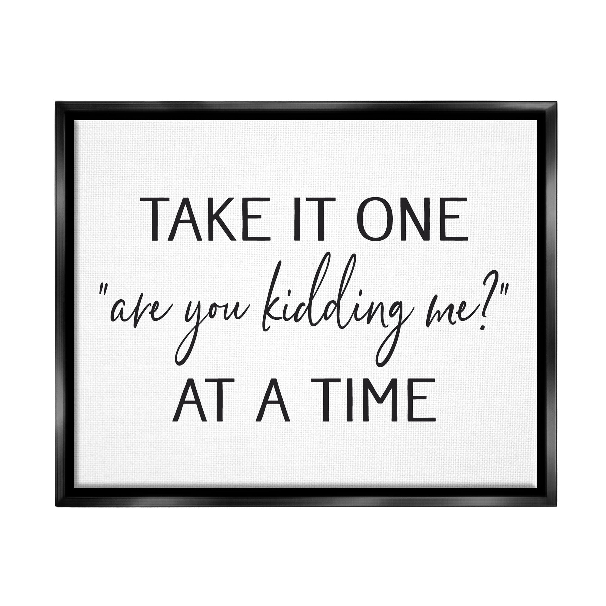 Stupell Industries Are You Kidding Me Humorous Casual Quote Saying Graphic Art Jet Black Floating Framed Canvas Print Wall Art, Design by Lettered and Lined
