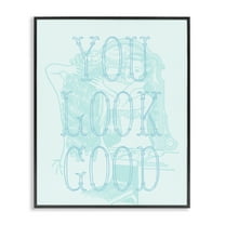 Stupell Industries You Look Good Girl in Mirror People Painting Black Framed Art Print Wall Art, 11 x 14