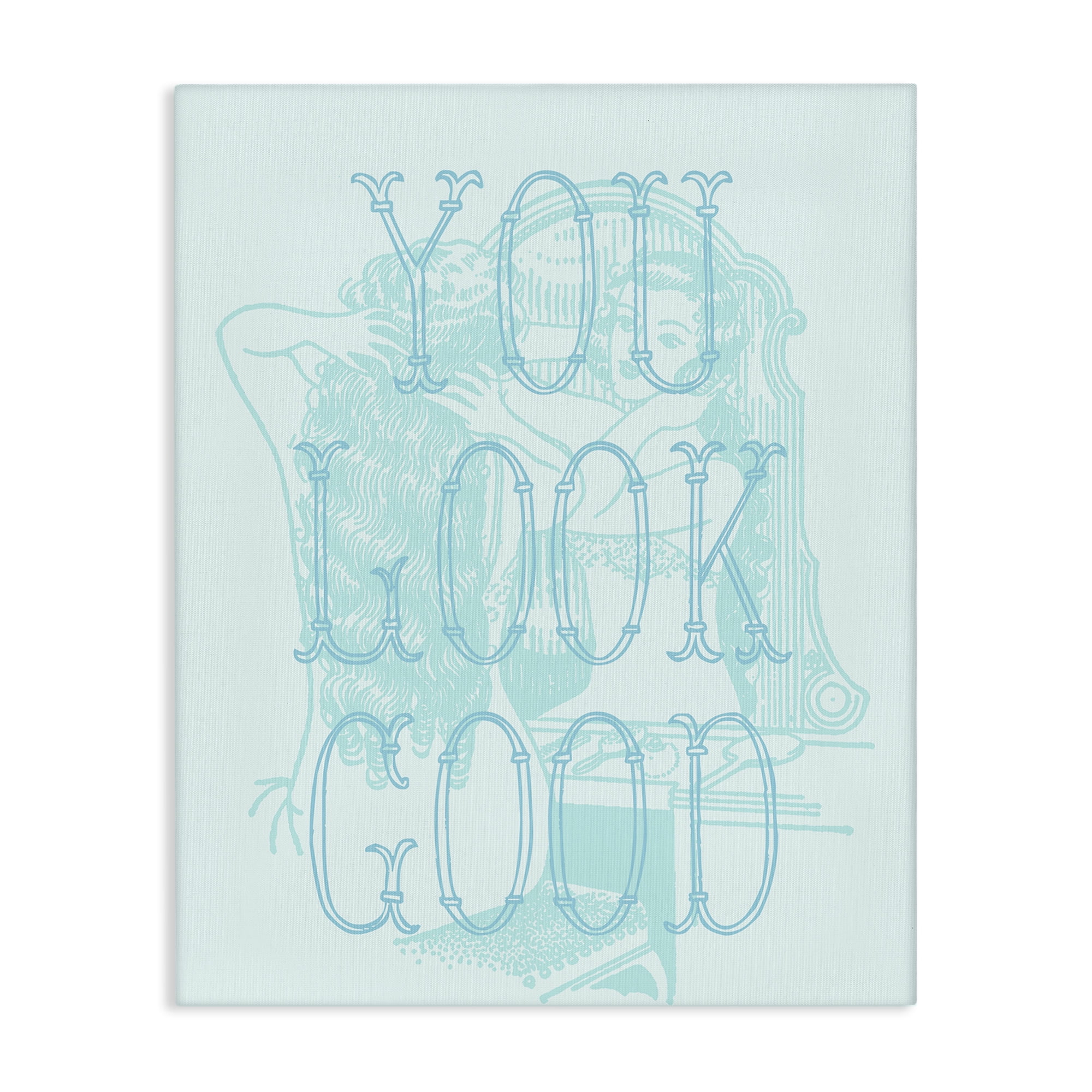 Stupell Industries You Look Good Girl in Mirror People Painting Wrapped Canvas Art Print Wall Art, 30 x 40