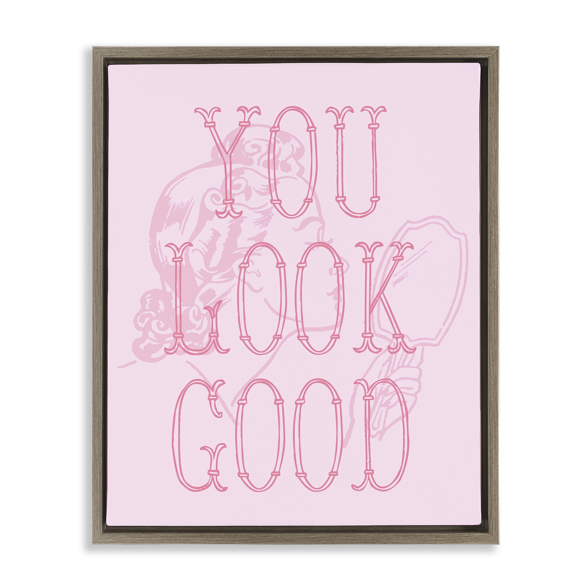 Stupell Industries You Look Good Sentiment People Painting Brown Floater Framed Canvas Art Print Wall Art, 25 x 31