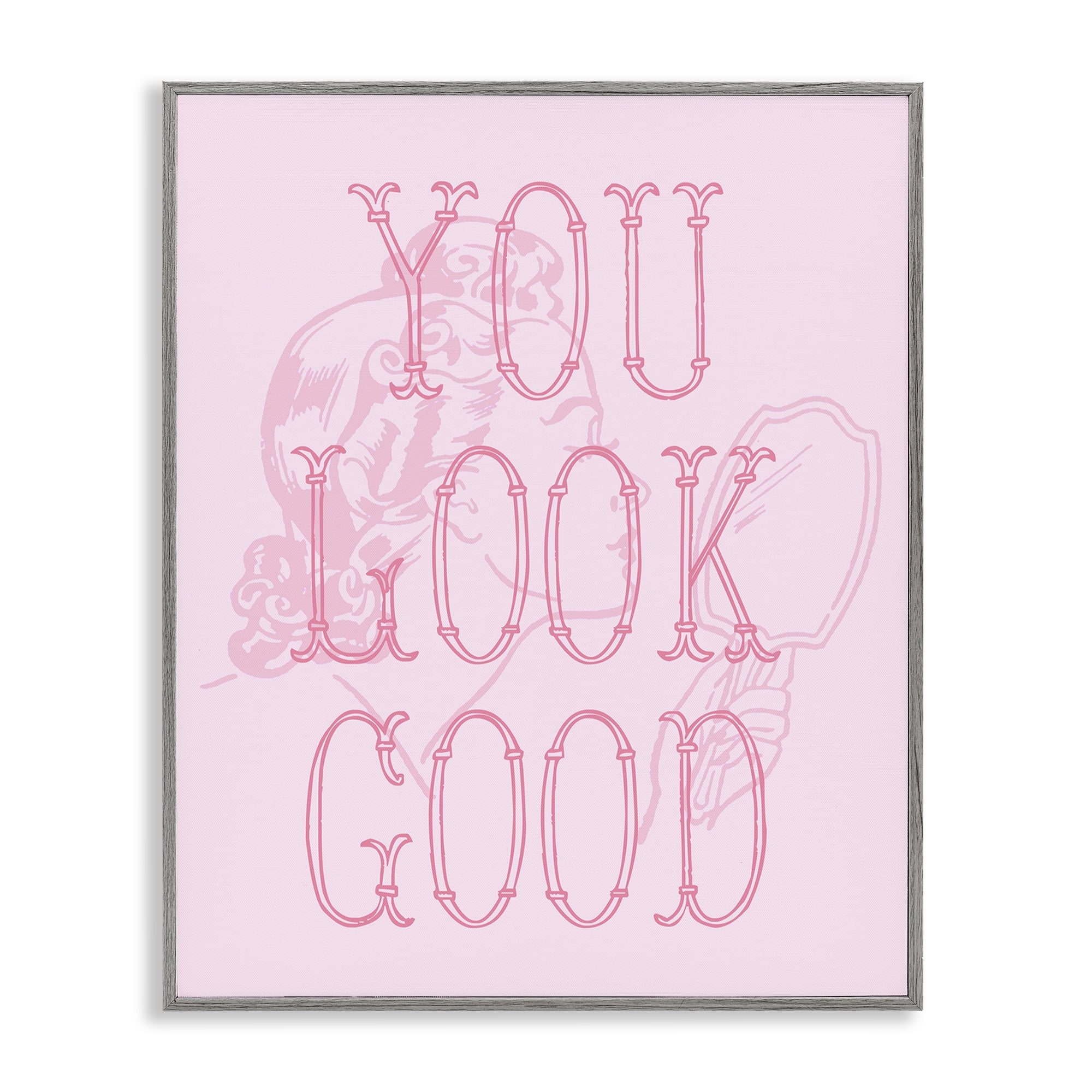 Stupell Industries You Look Good Sentiment People Painting Gray Framed Art Print Wall Art, 11 x 14