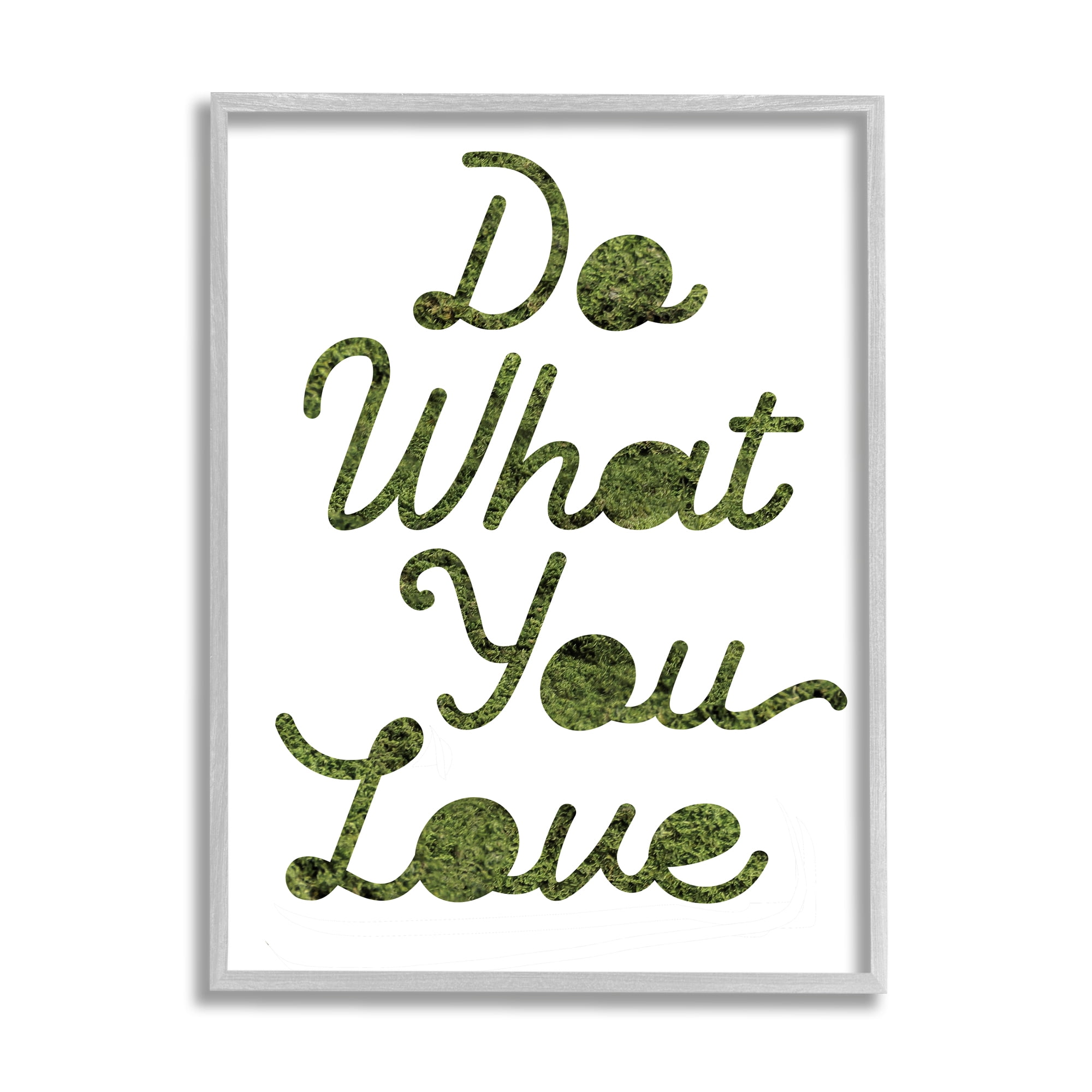 Stupell Industries Do What You Love Phrase Grass Pattern Minimal Text Novelty Painting Gray Framed Art Print Wall Art, 11 x 14, Design by Daphne Polselli
