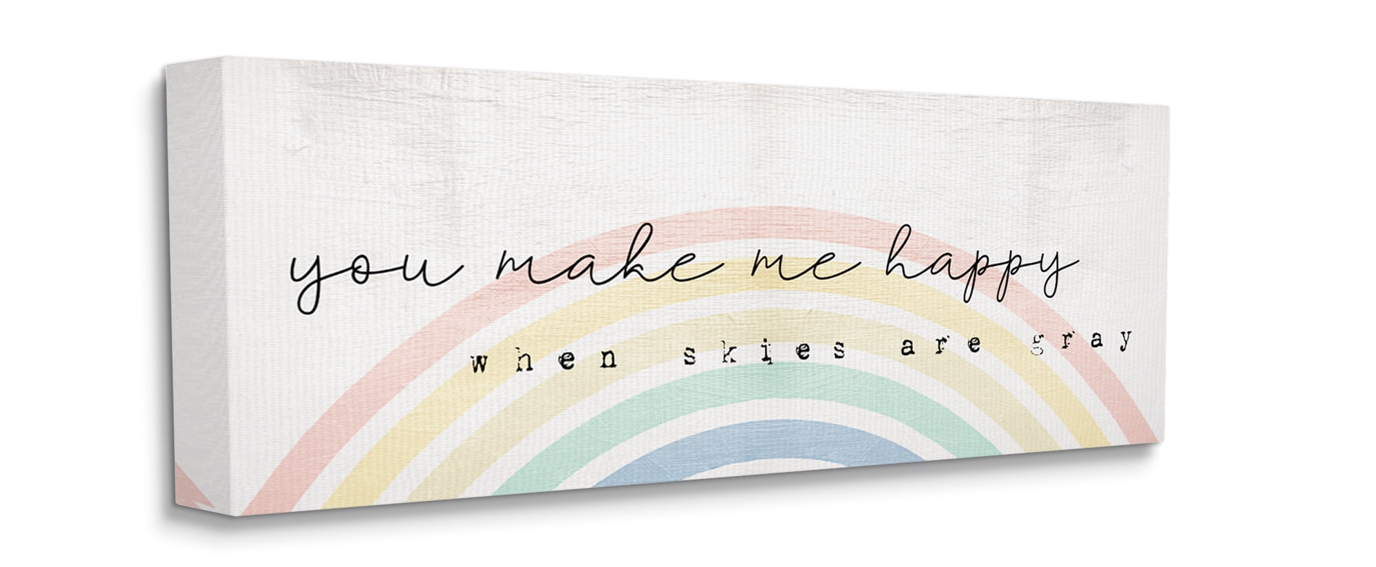 Stupell Industries You Make Me Happy Quote Rustic Rainbow Arches Canvas Wall Art, 10 x 24, Design by Daphne Polselli