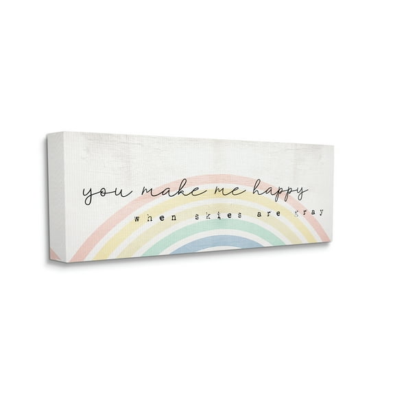 Stupell Industries You Make Me Happy Quote Rustic Rainbow Arches Canvas Wall Art, 17 x 40, Design by Daphne Polselli