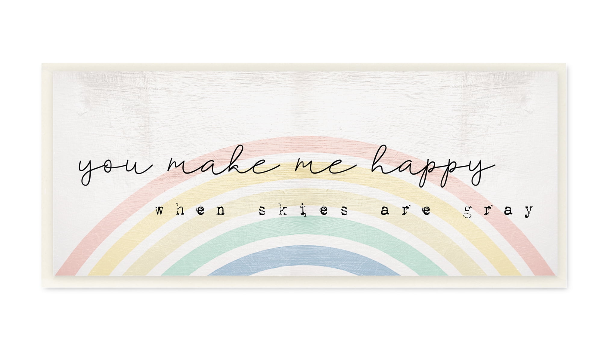 You Make Me Happy Rustic Wood Wall Plaque with Rainbow Arches