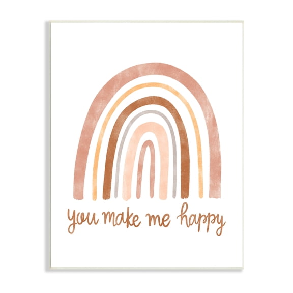Stupell Industries You Make Me Happy Rainbow Neutral Tones,10 x 15, Design by Taylor Shannon Designs
