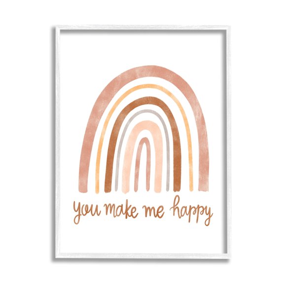 Stupell Industries You Make Me Happy Rainbow Neutral Tones,24 x 30, Design by Taylor Shannon Designs