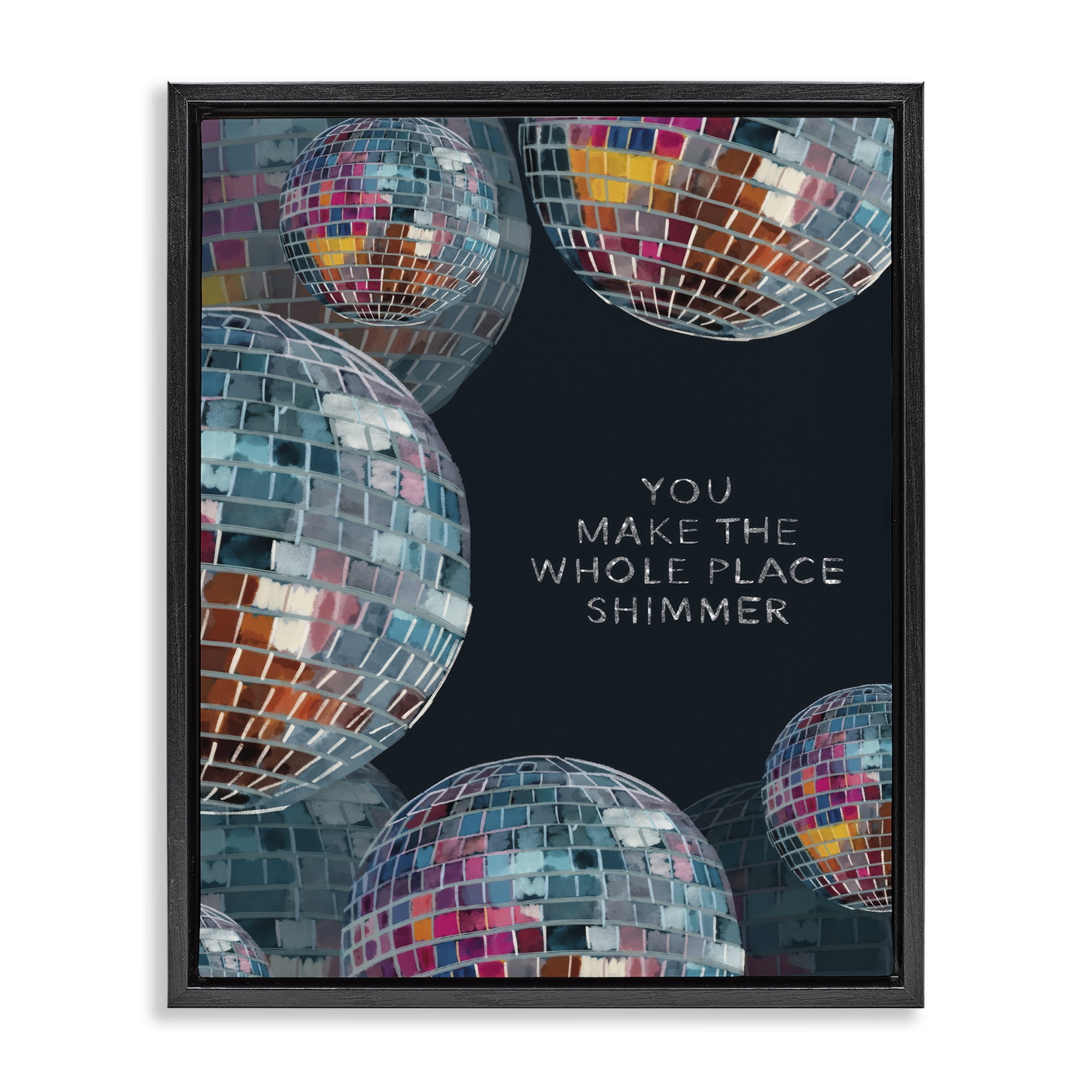 Stupell Industries You Make it Shimmer Entertainment Painting Black Floater Framed Canvas Art Print Wall Art, 25 x 31
