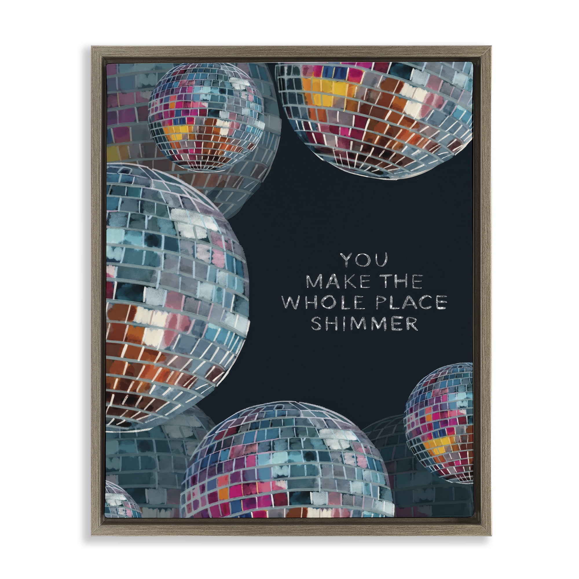 Stupell Industries You Make it Shimmer Entertainment Painting Brown Floater Framed Canvas Art Print Wall Art, 25 x 31