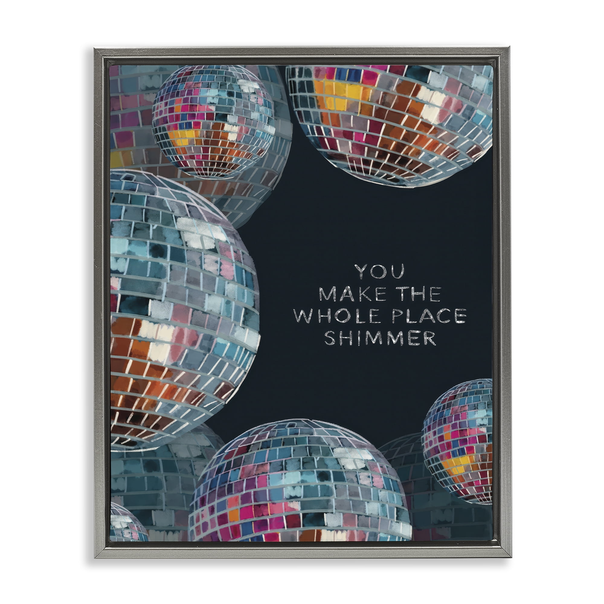 Stupell Industries You Make it Shimmer Entertainment Painting Gray Floater Framed Canvas Art Print Wall Art, 17 x 21