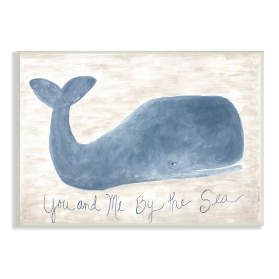Stupell Industries You Me By Sea Quote Nautical Traditional Blue Whale, 10 x 15, Designed by Cindy Shamp