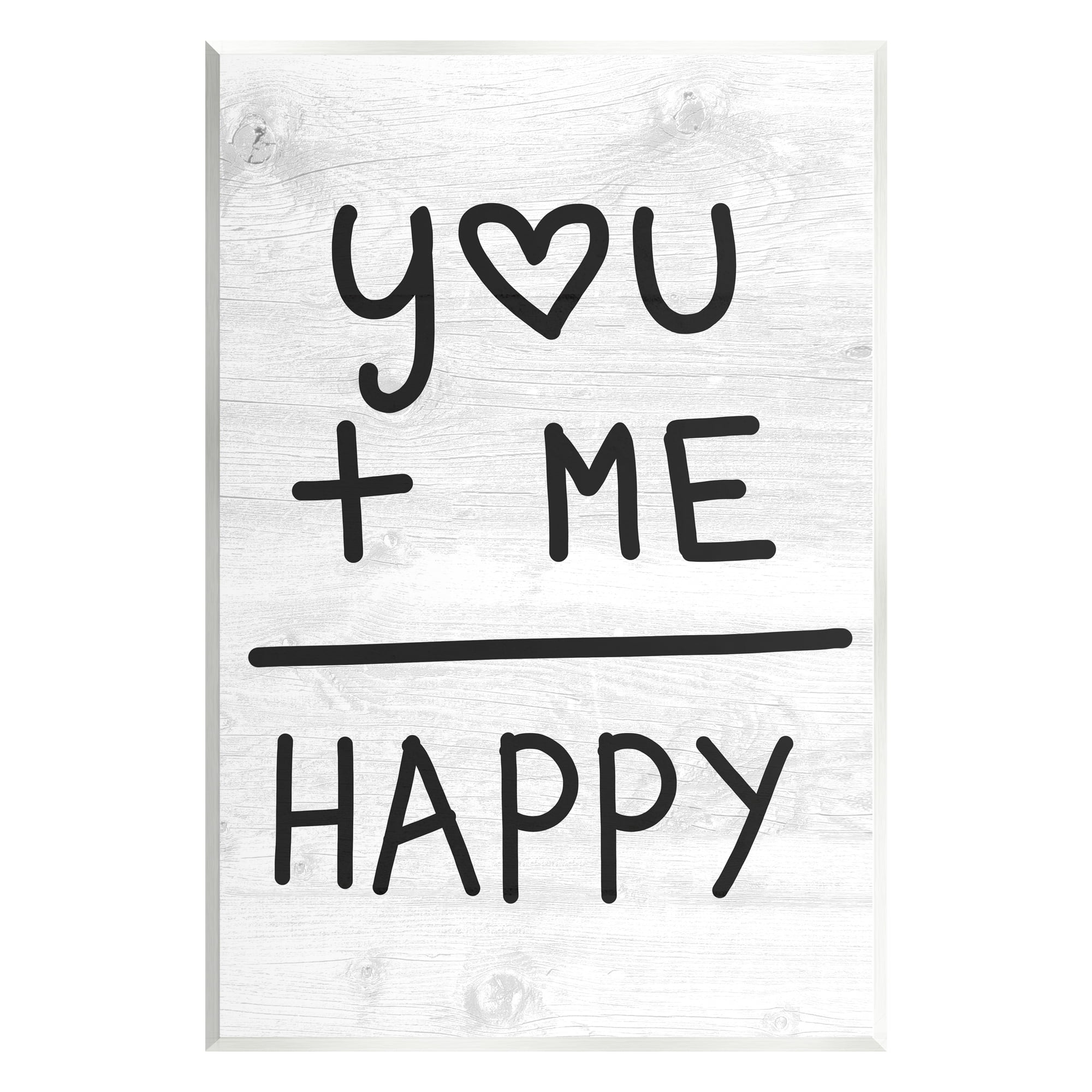 Stupell Industries You + Me = Happy Romantic Phrase Inspirational Painting Unframed Art Print Wall Art