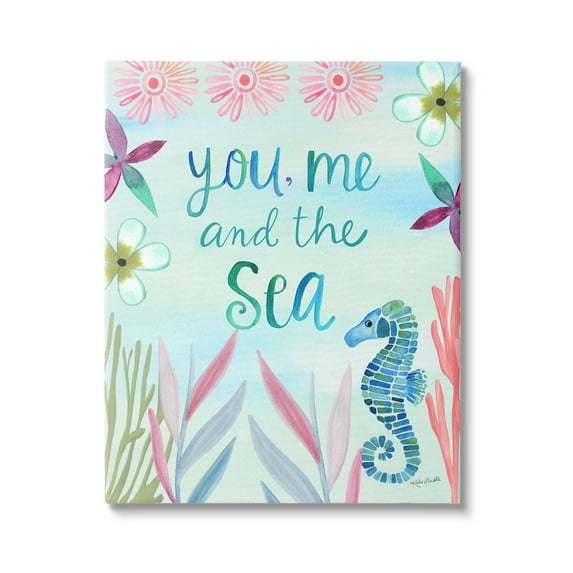 Stupell Industries You, Me & Sea Romanic Beach Lover Ocean Life Phrase Graphic Art Gallery Wrapped Canvas Print Wall Art, Design by Katie Doucette