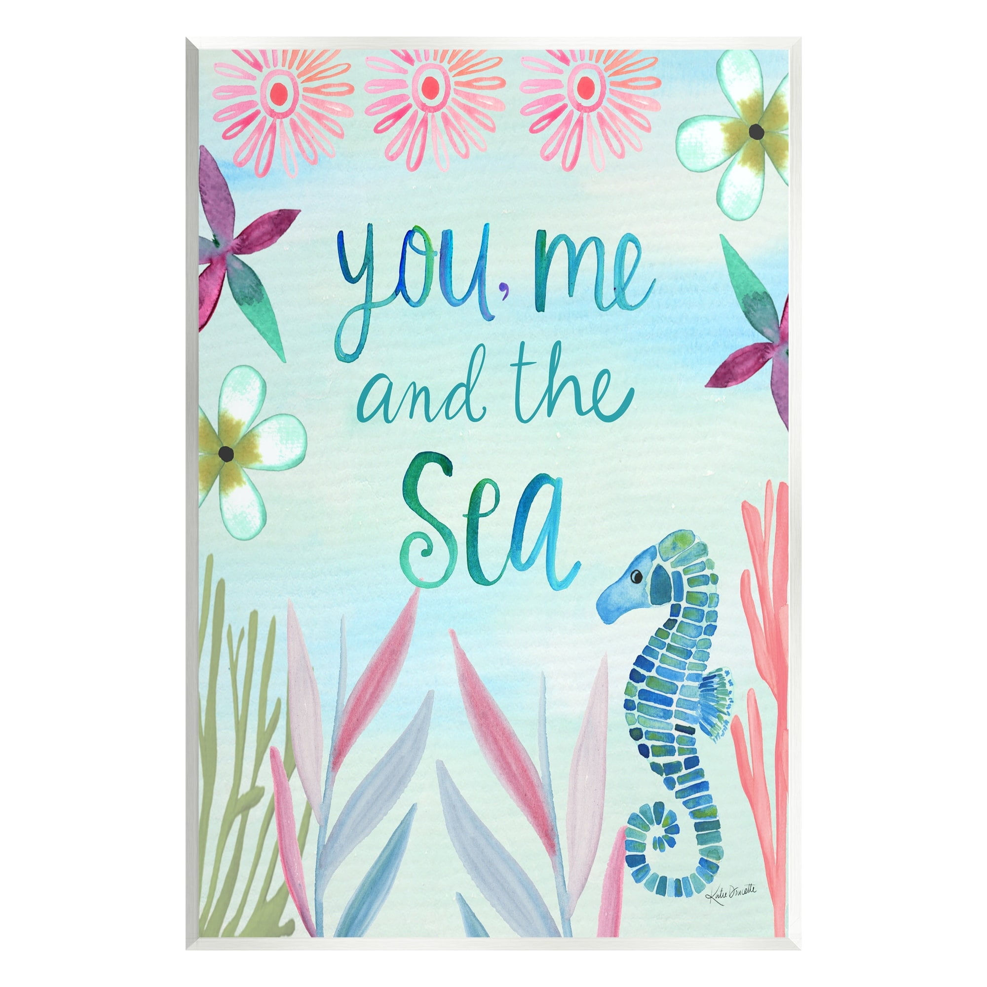 Stupell Industries You, Me & Sea Romanic Beach Lover Ocean Life Phrase Graphic Art Unframed Art Print Wall Art, Design by Katie Doucette