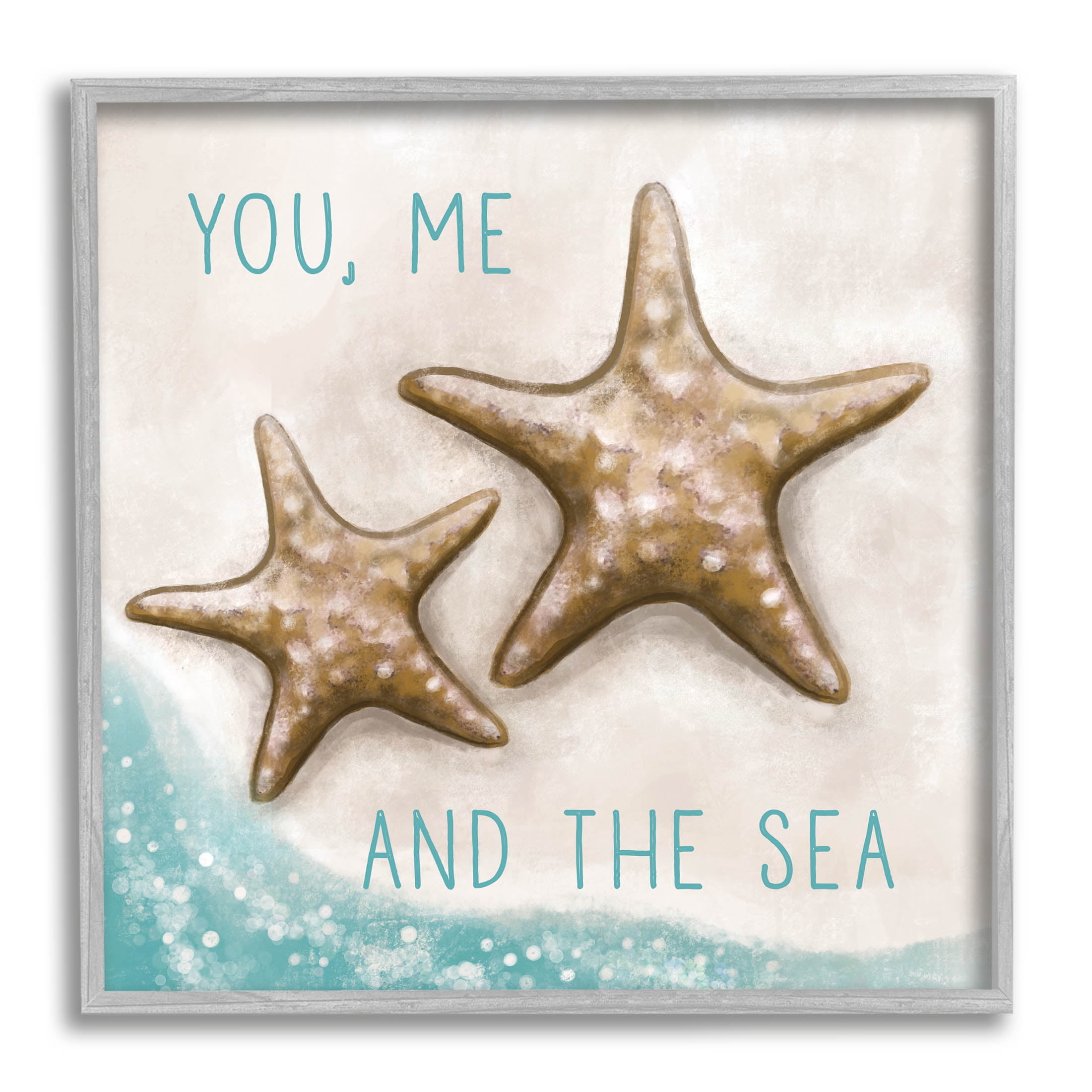 Stupell Industries You Me & Sea Romantic Beach Lover Graphic Art Gray Framed Art Print Wall Art, Design by Elizabeth Tyndall