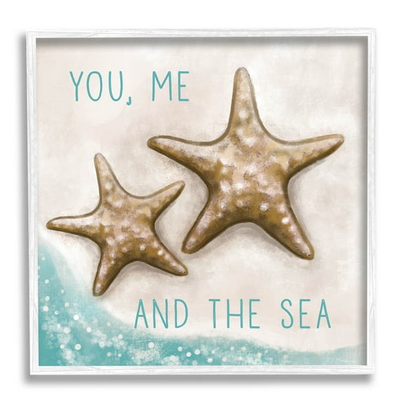 Stupell Industries You Me & Sea Romantic Beach Lover Graphic Art White Framed Art Print Wall Art, Design by Elizabeth Tyndall