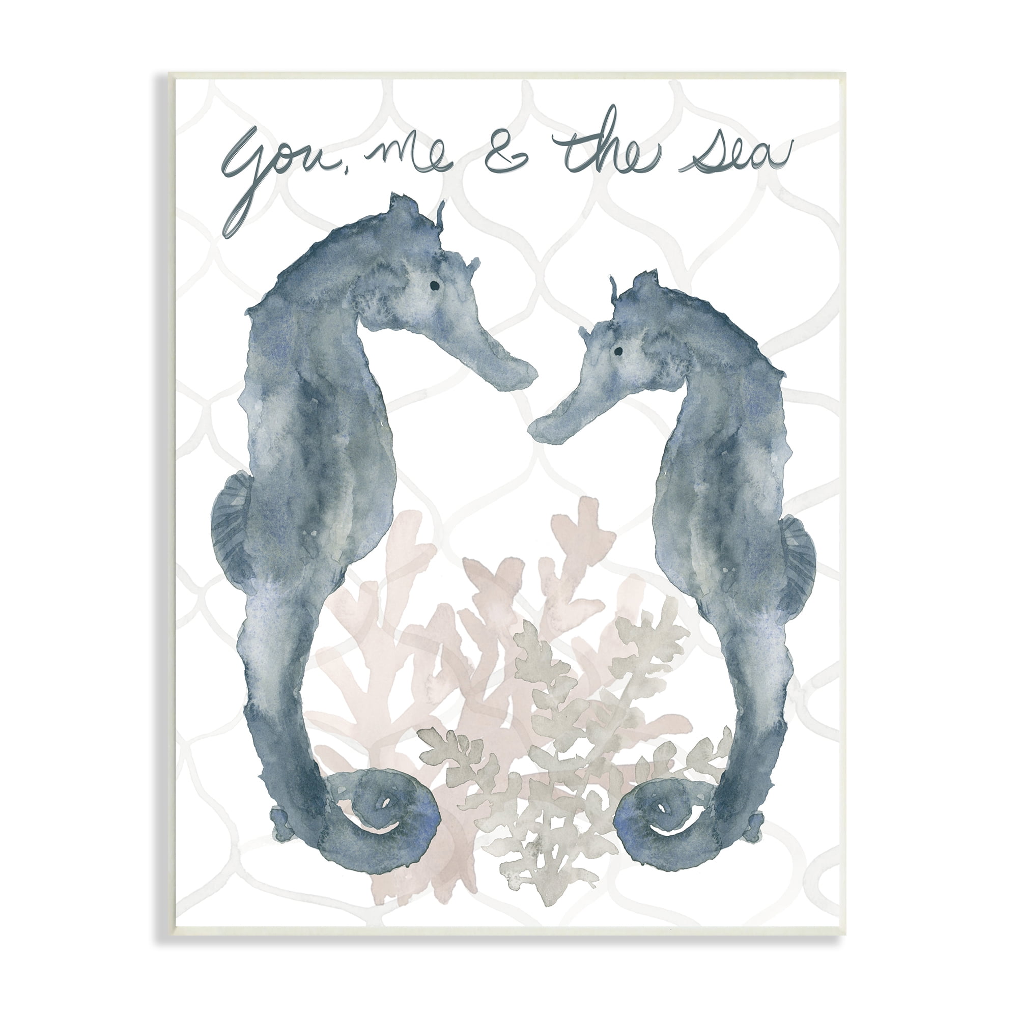 Stupell Industries You Me The Sea Phrase Soft Aquatic Seahorses, 10 x 15, Design by Lucille Price