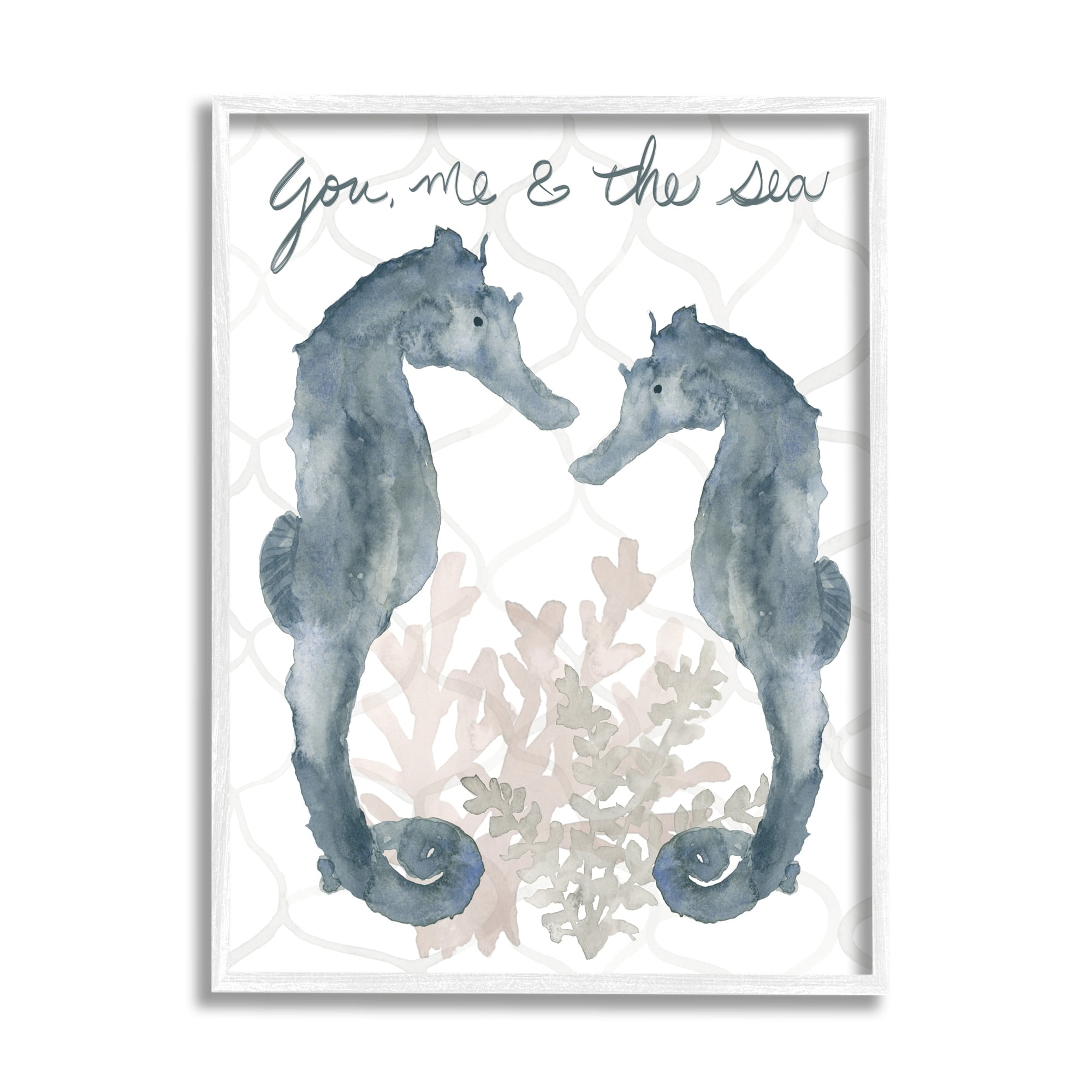 Stupell Industries You Me The Sea Phrase Soft Aquatic Seahorses, 11 x 14, Design by Lucille Price