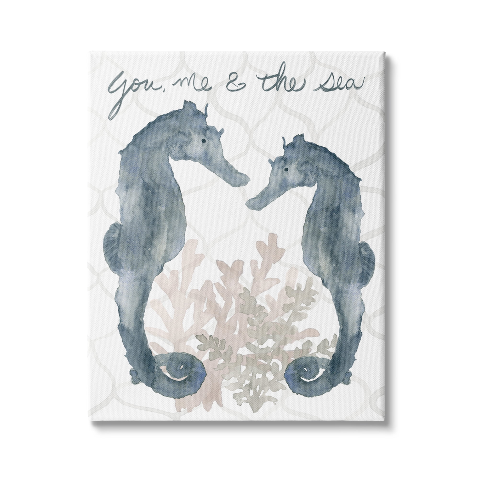 Stupell Industries You Me The Sea Phrase Soft Aquatic Seahorses, 16 x 20, Design by Lucille Price