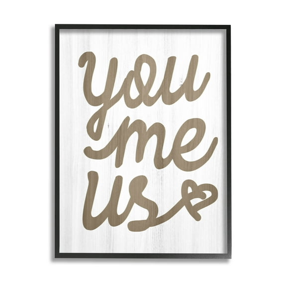 Stupell Industries You Me Us Heart Phrase Graphic Art Black Framed Art Print Wall Art, Design by Lil' Rue
