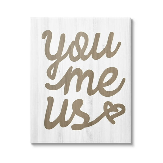 Stupell Industries You Me Us Heart Phrase Graphic Art Gallery Wrapped Canvas Print Wall Art, Design by Lil' Rue