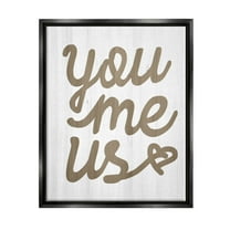 Stupell Industries You Me Us Heart Phrase Graphic Art Jet Black Floating Framed Canvas Print Wall Art, Design by Lil' Rue