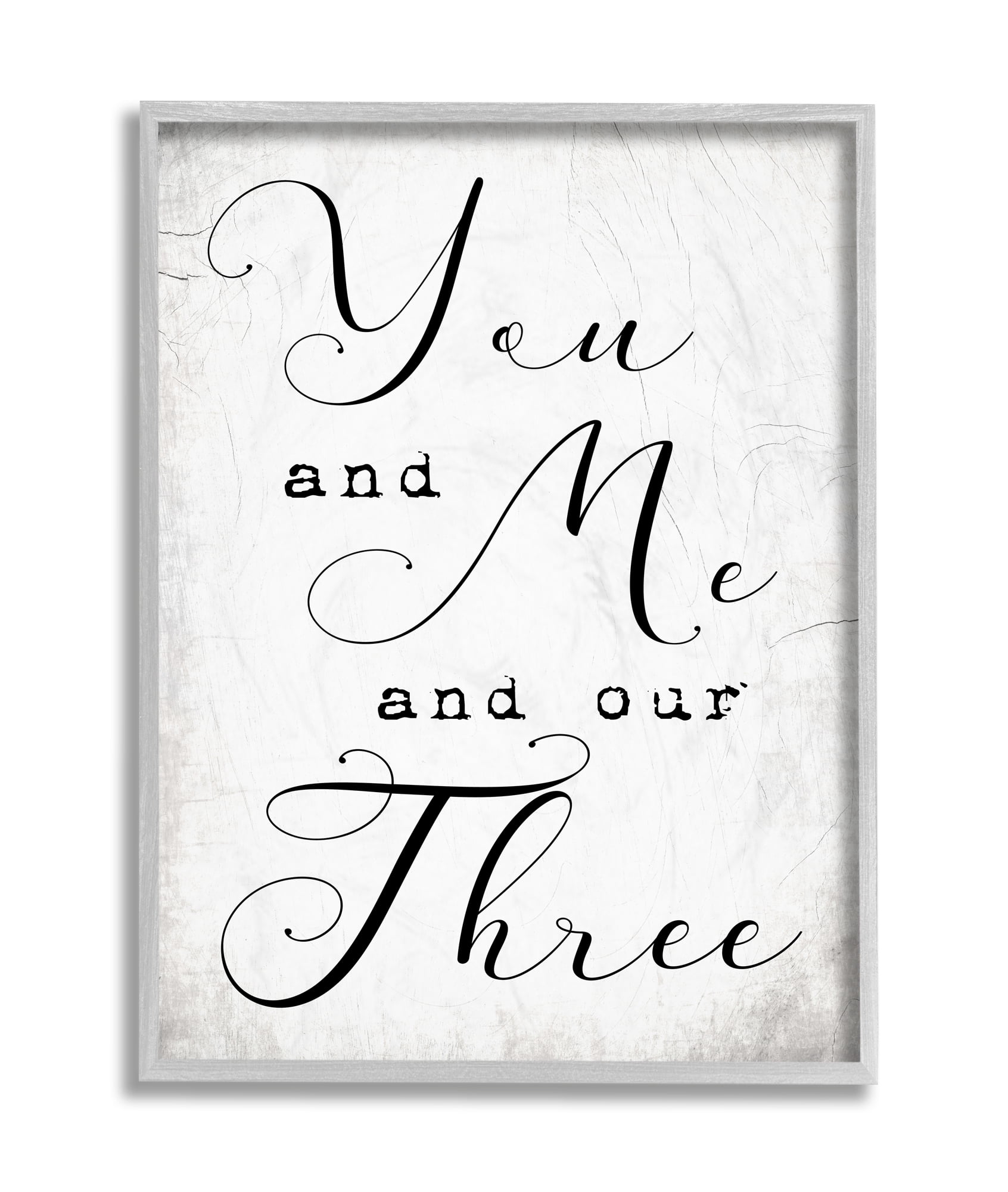 Stupell Industries You Me and Our Three Phrase Family Home Quote Grey Framed, 16 x 20, Design by Daphne Polselli