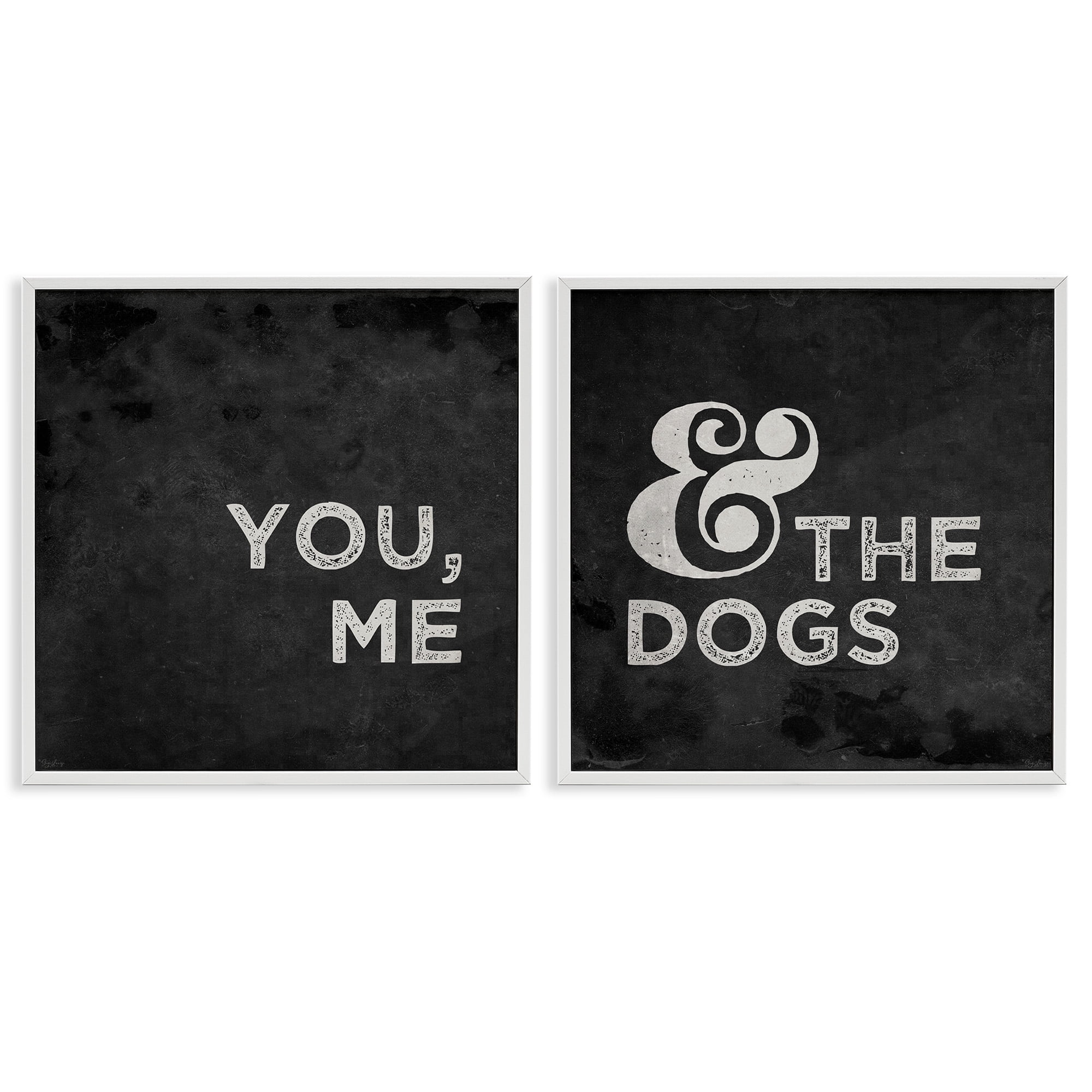 Stupell Industries You Me and the Dogs Family Pet Animals & Insects Painting White Framed Art Print Wall Art, 17 x 17, Set of 2