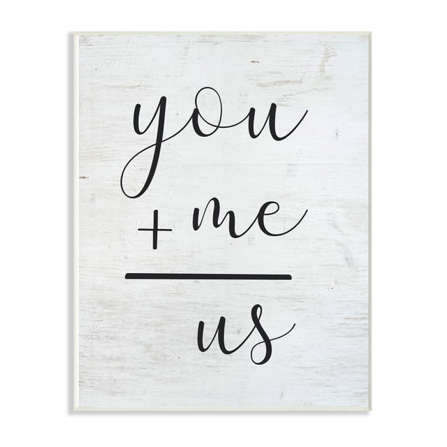 Stupell Industries You Plus Me Home Family Inspirational Word On Wood Texture Design Wall Plaque Art by Lettered and Lined