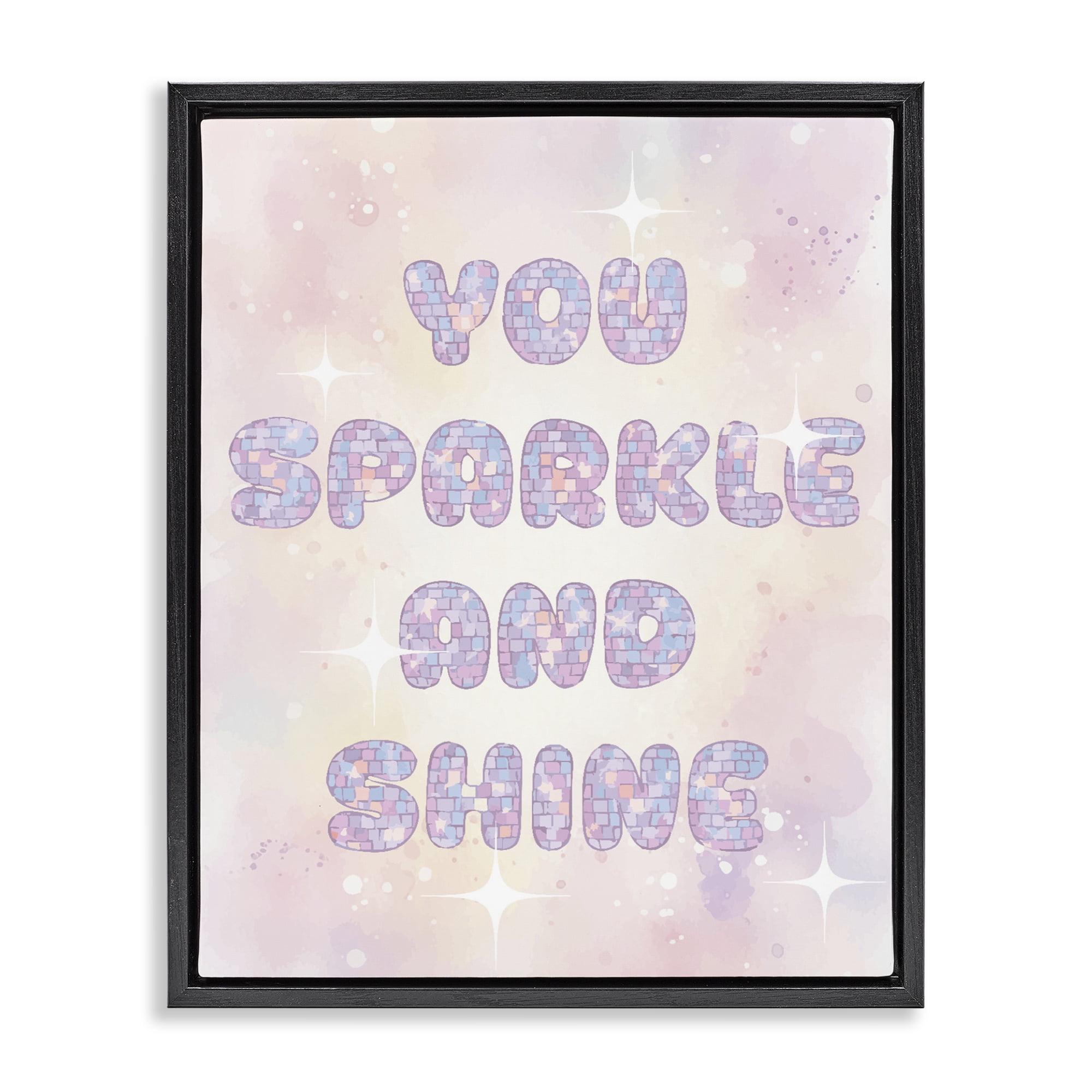 Stupell Industries You Sparkle And Shine Pastels Black Framed Floater Canvas Wall Art, design by Lil' Rue