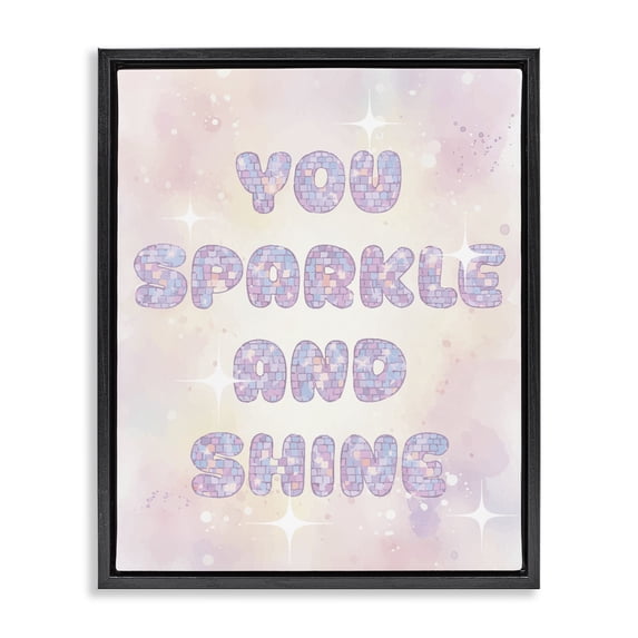 Stupell Industries Eclectic You Sparkle And Shine Pastels Black Floating Frame Canvas Art, 17 x 21, by Lil' Rue