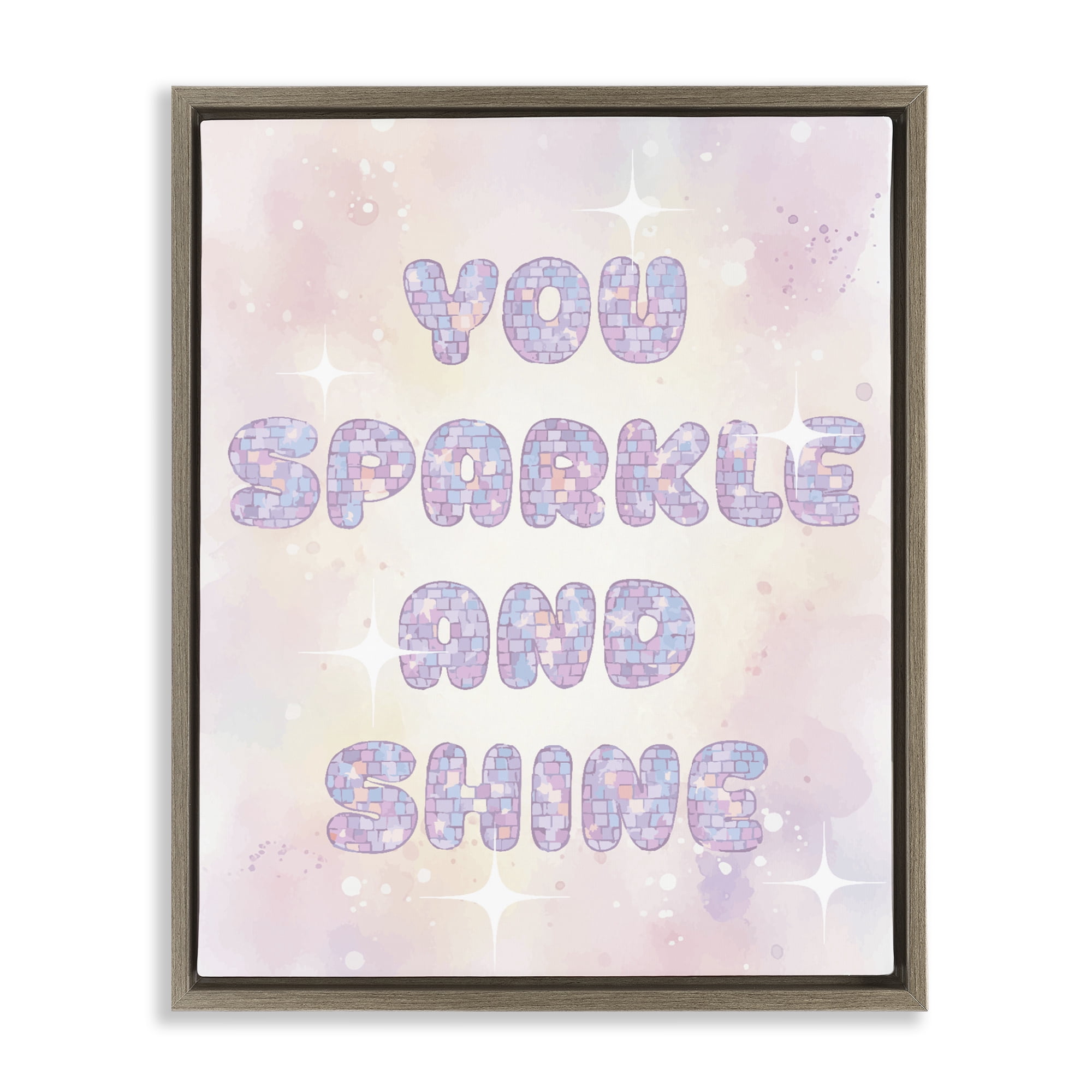 Stupell Industries You Sparkle And Shine Pastels Brown Framed Floater Canvas Wall Art, design by Lil' Rue