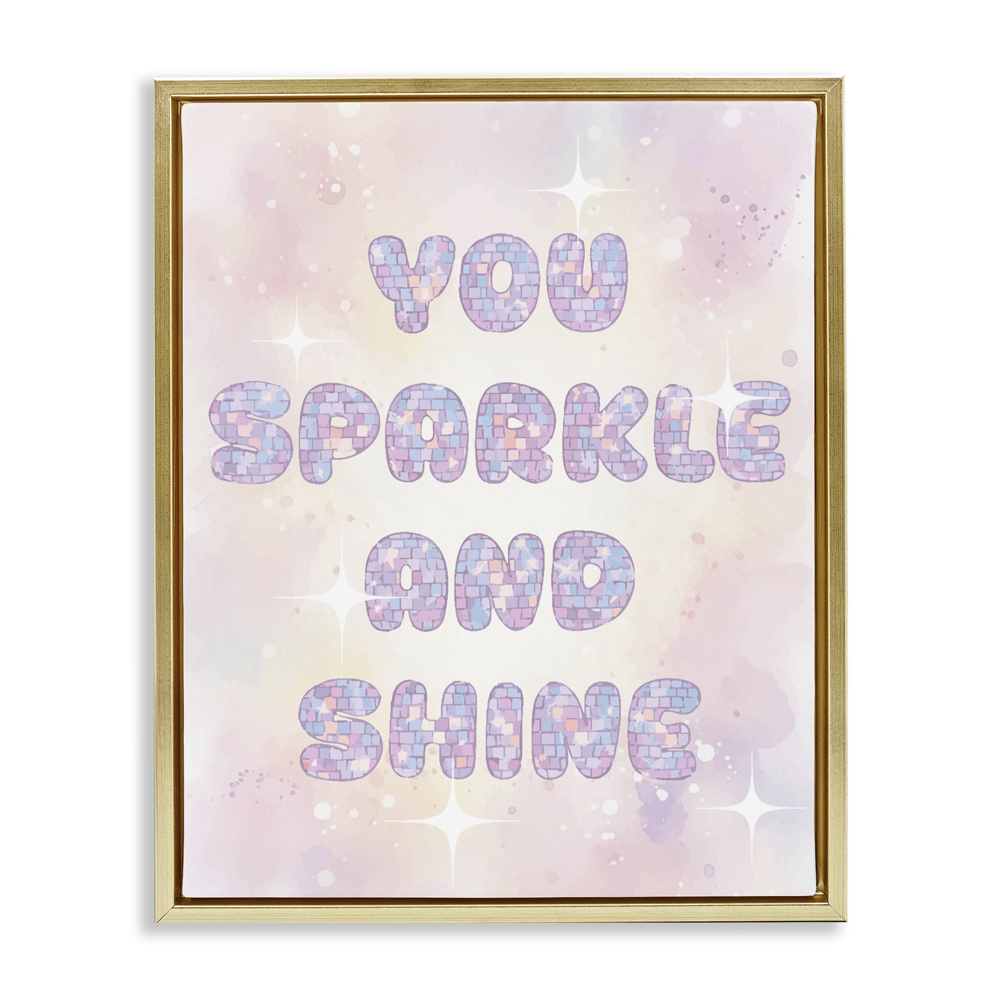Stupell Industries You Sparkle And Shine Pastels Gold Framed Floater Canvas Wall Art, design by Lil' Rue