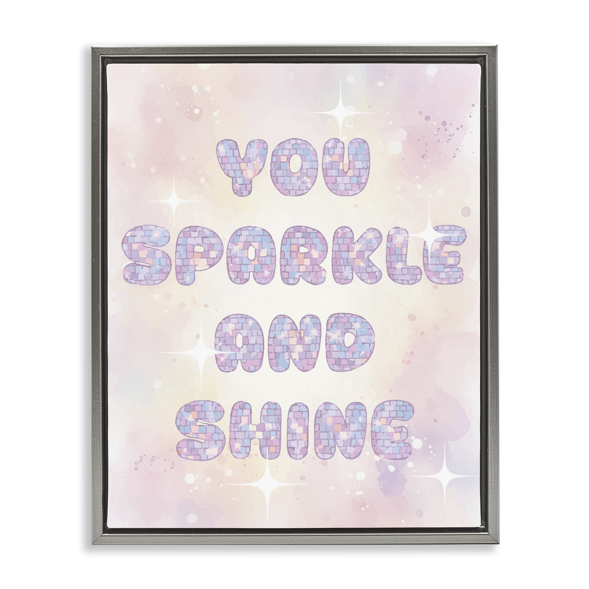 Stupell Industries You Sparkle And Shine Pastels Gray Framed Floater Canvas Wall Art, design by Lil' Rue