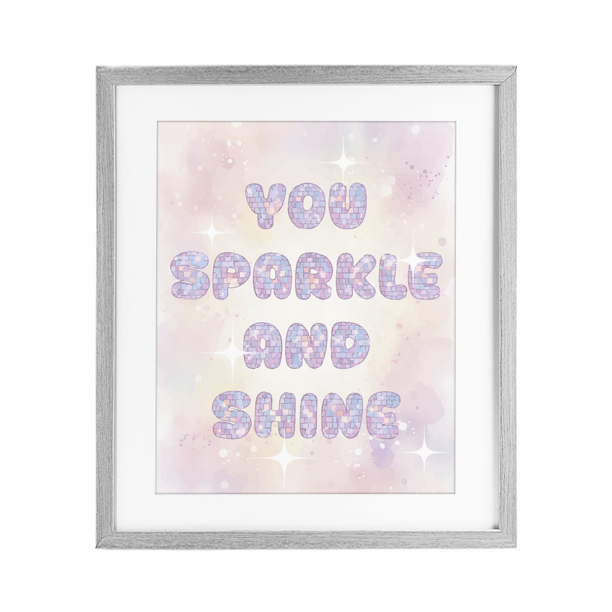 Stupell Industries You Sparkle And Shine Pastels Gray Framed Print Under Glass, design by Lil' Rue