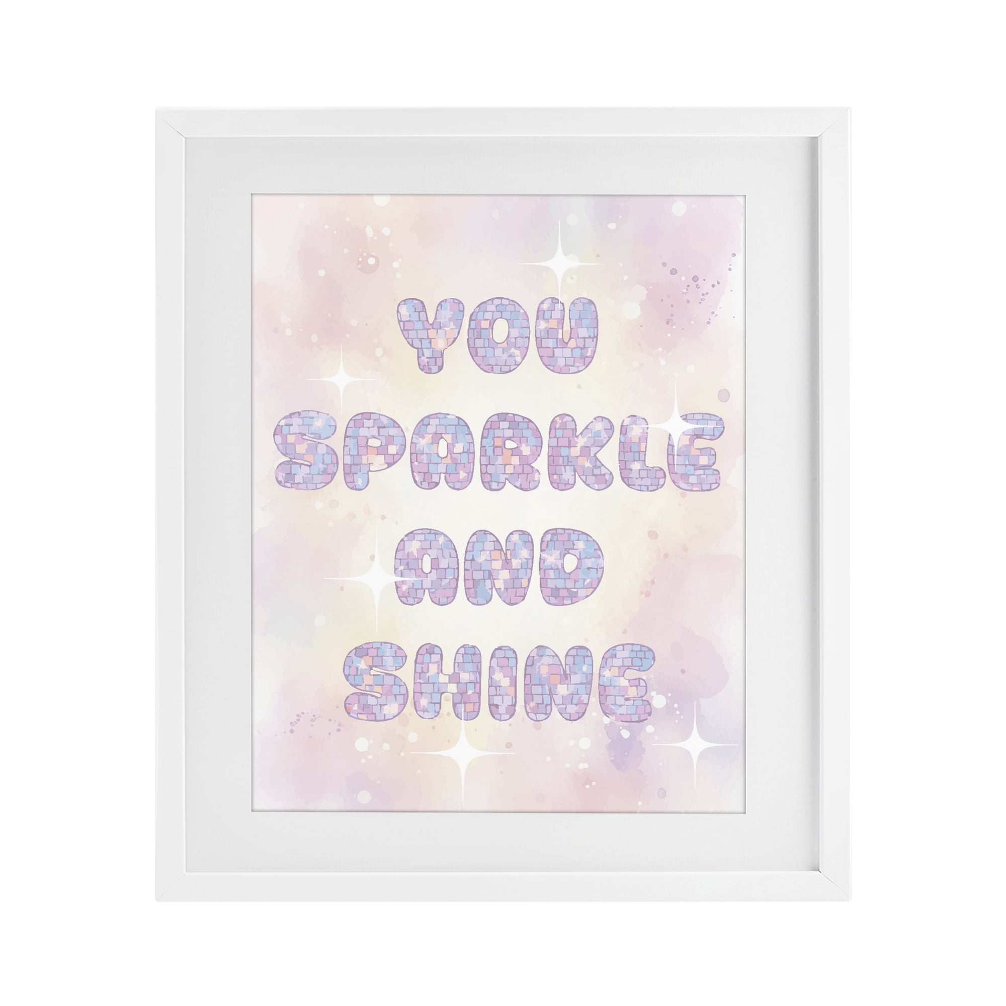 Stupell Industries You Sparkle And Shine Pastels White Framed Print Under Glass, design by Lil' Rue