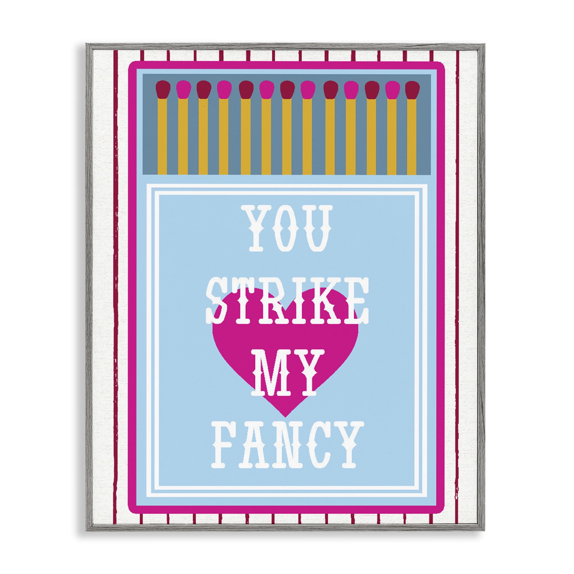 Stupell Industries You Strike My Fancy Gray Framed Giclee Art, design by Lil' Rue