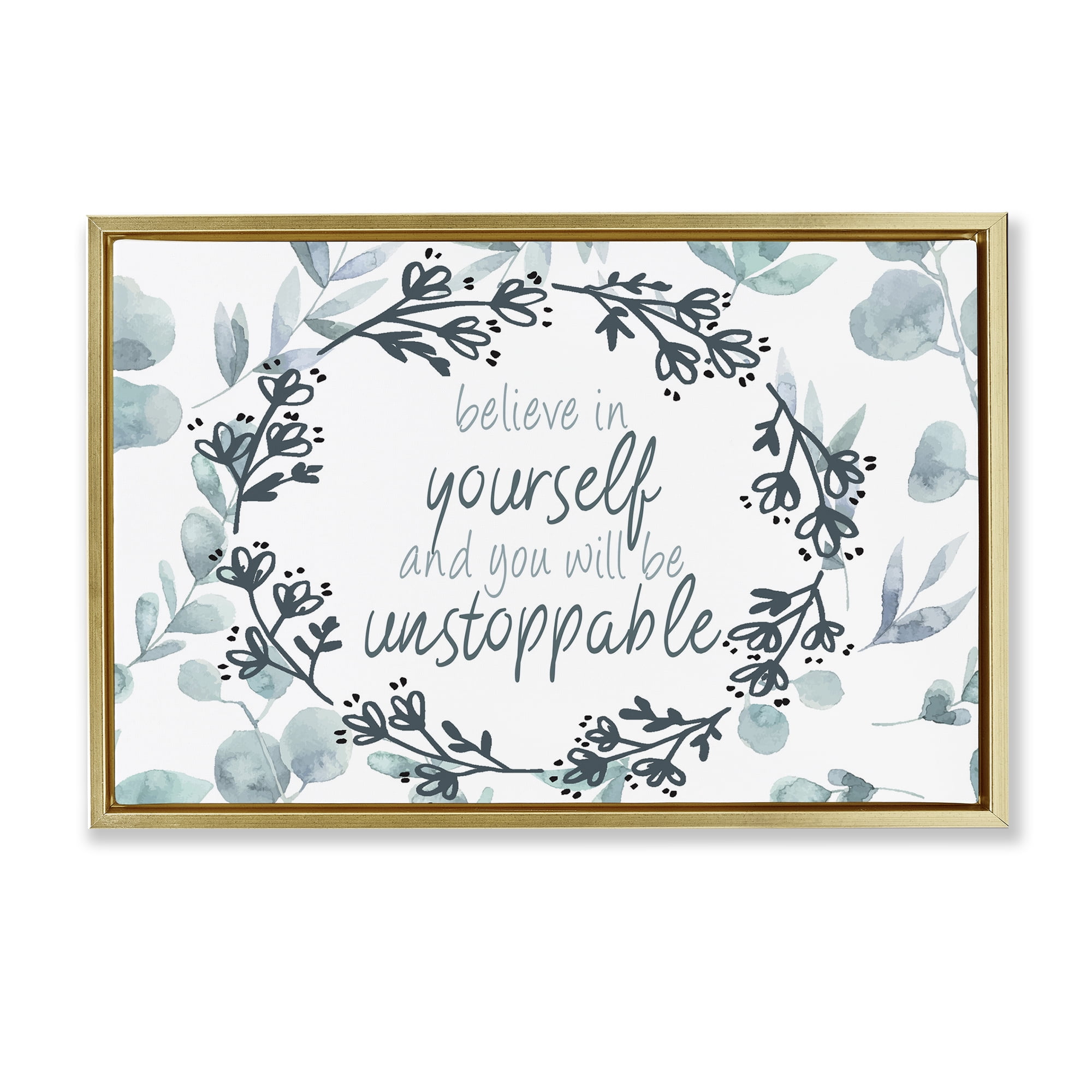 Stupell Industries You Will Be Unstoppable Gold Framed Floater Canvas Wall Art, design by Kim Allen