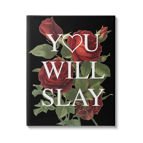 Stupell Industries You Will Slay Chic Red Roses Glam Phrase Canvas Wall Art, 36 x 48, Design by Lil' Rue