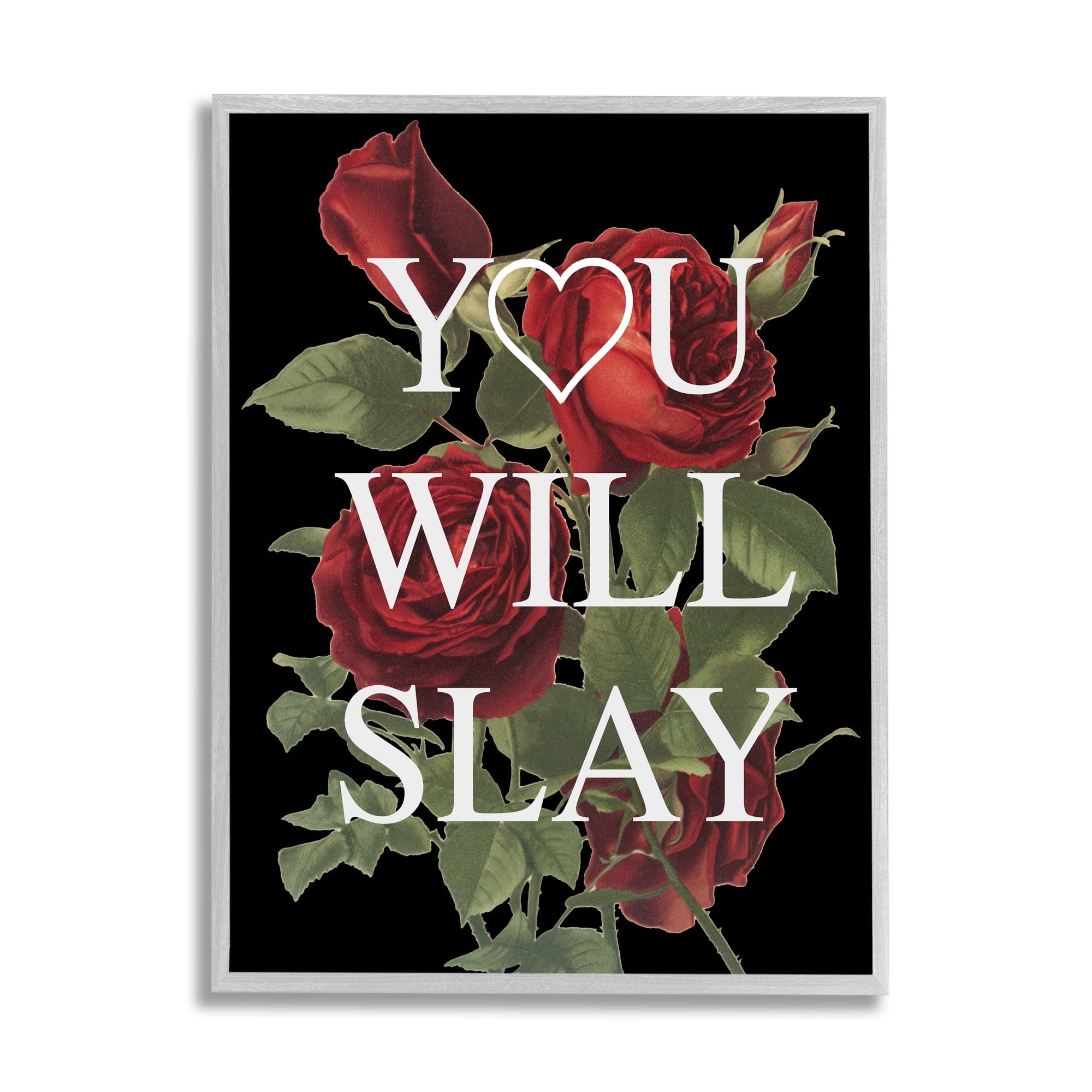 Stupell Industries You Will Slay Chic Red Roses Glam Phrase Framed Wall Art, 11 x 14, Design by Lil' Rue